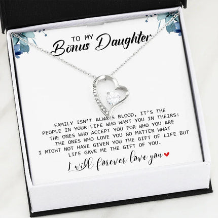 To My Bonus Daughter - I Will Forever Love You - Forever Love Necklace SO155T - Charming Present