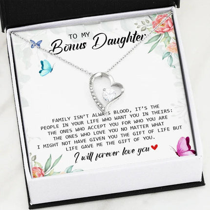 To My Bonus Daughter - I Will Forever Love You - Forever Love Necklace SO166V - Charming Present