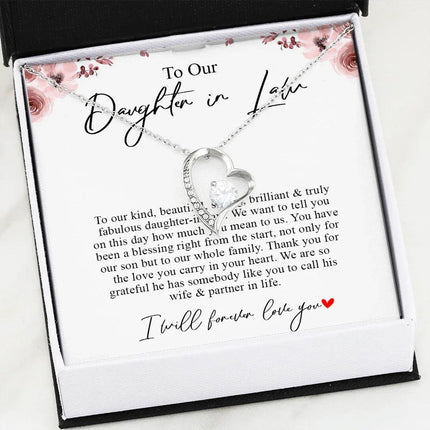 To Our Daughter In Law - Thank You For The Love - Forever Love Necklace SO169T - Charming Present