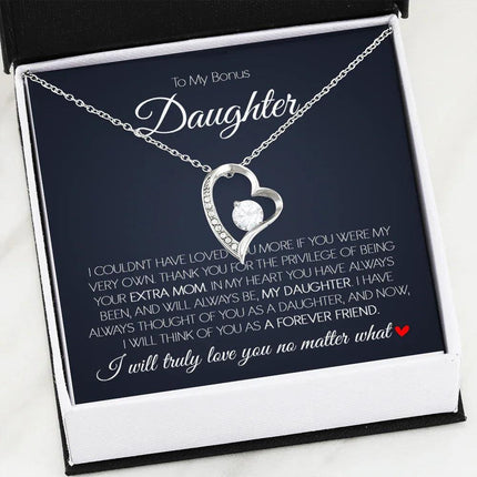 To My Bonus Daughter - Love You Forever - Forever Love Necklace SO171T - Charming Present