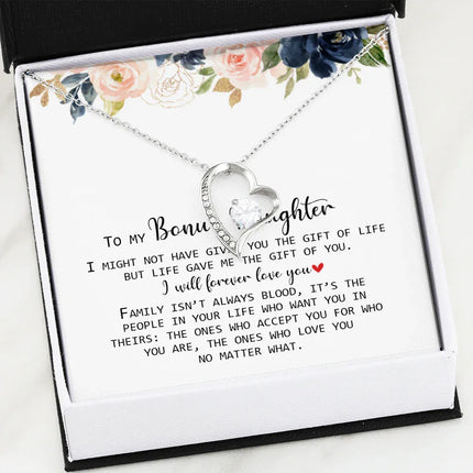 To My Bonus Daughter - Love You No Matter What - Forever Love Necklace SO168V - Charming Present