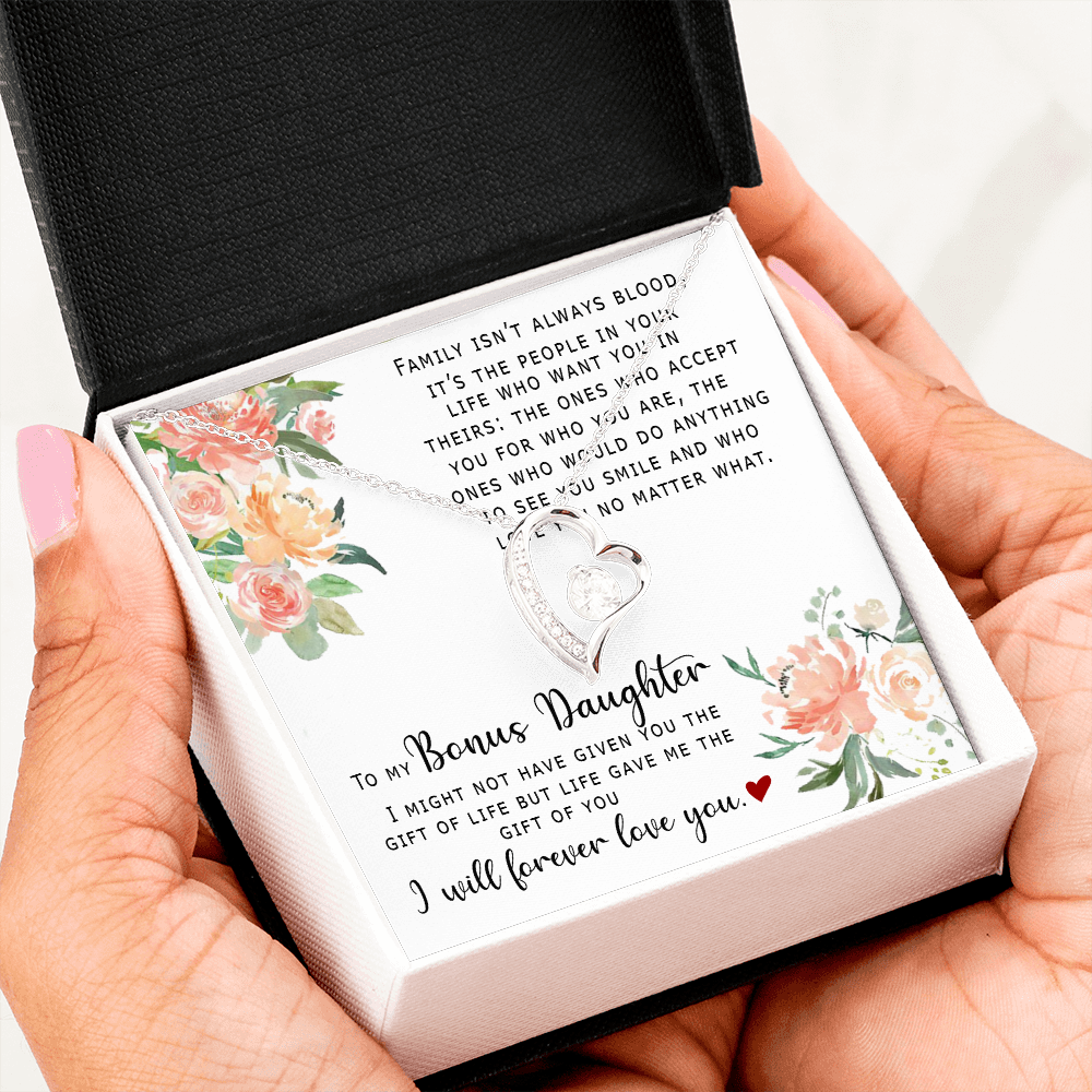 To My Bonus Daughter - I Will Forever Love You - Forever Love Necklace SO165V