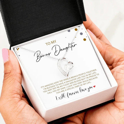 To My Bonus Daughter - Call You My Own - Forever Love Necklace SO163V - Charming Present