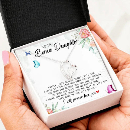 To My Bonus Daughter - I Will Forever Love You - Forever Love Necklace SO166V - Charming Present