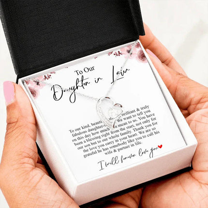 To Our Daughter In Law - Thank You For The Love - Forever Love Necklace SO169T - Charming Present