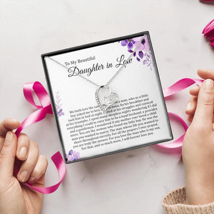 To My Beautiful Daughter In Law - I Will Forever Love You - Forever Love Necklace SO180T - Charming Present