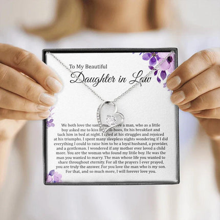 To My Beautiful Daughter In Law - I Will Forever Love You - Forever Love Necklace SO180T - Charming Present