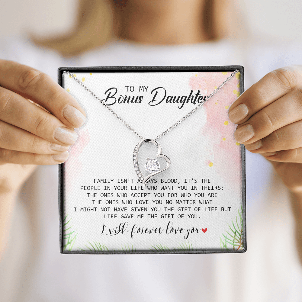 To My Bonus Daughter - I Will Forever Love You - Forever Love Necklace SO183T