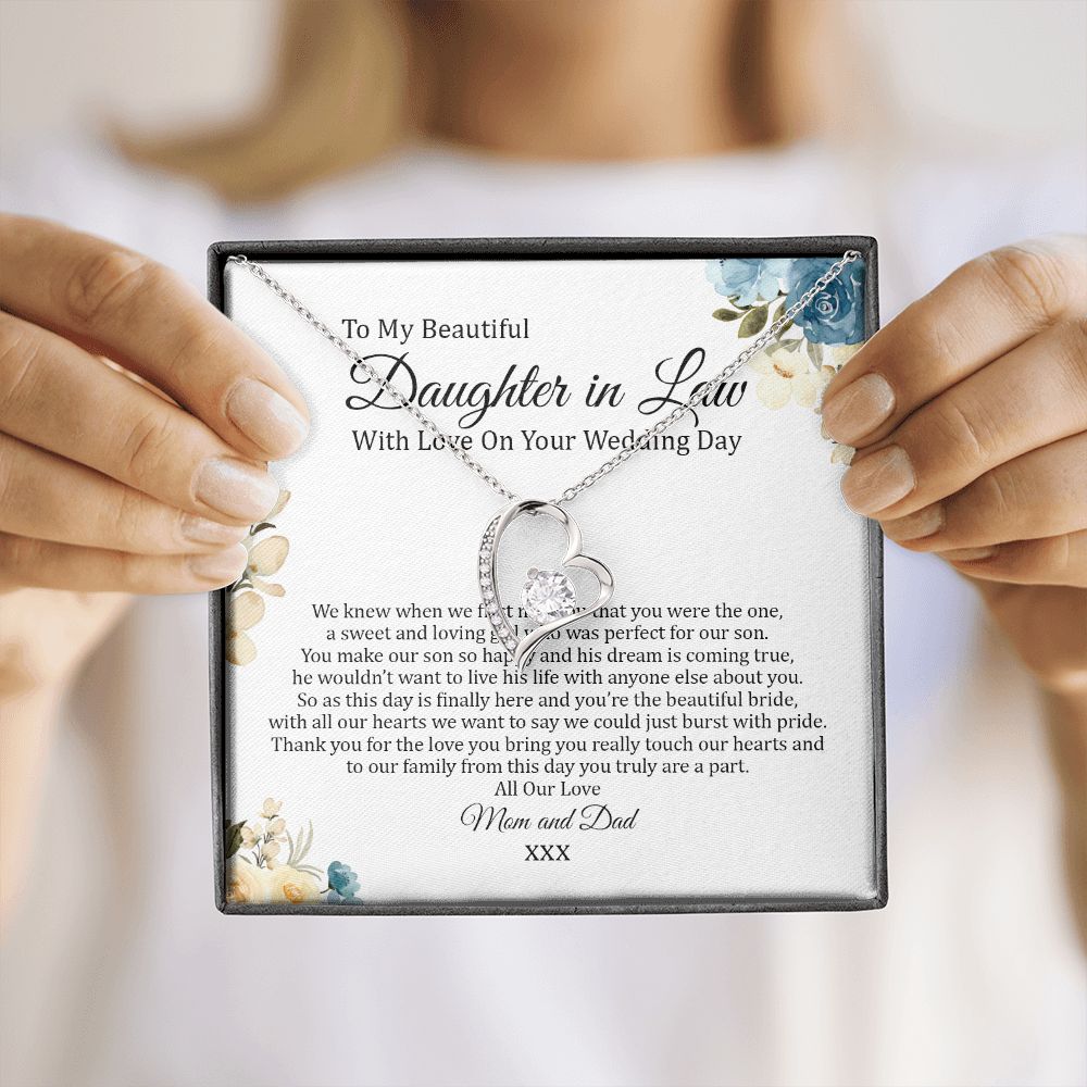 Daughter In Law - Mom And Dad - On Your Wedding Day - Forever Love Necklace