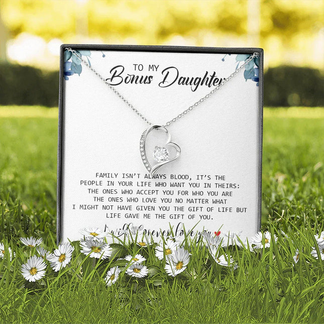 To My Bonus Daughter - I Will Forever Love You - Forever Love Necklace SO155T - Charming Present