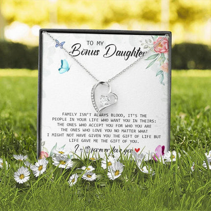 To My Bonus Daughter - I Will Forever Love You - Forever Love Necklace SO166V - Charming Present