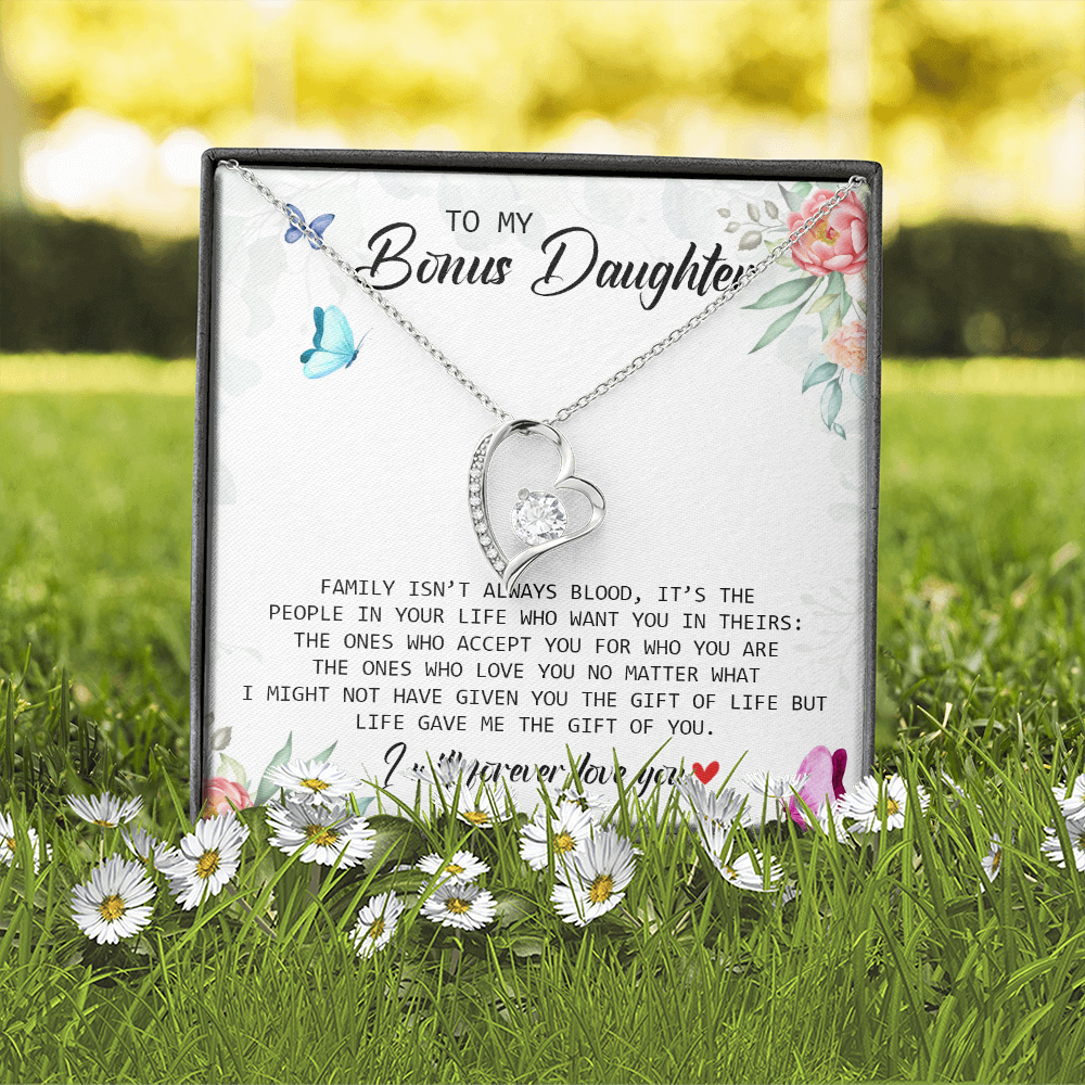 To My Bonus Daughter - I Will Forever Love You - Forever Love Necklace SO166V