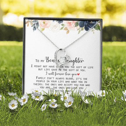 To My Bonus Daughter - Love You No Matter What - Forever Love Necklace SO168V - Charming Present