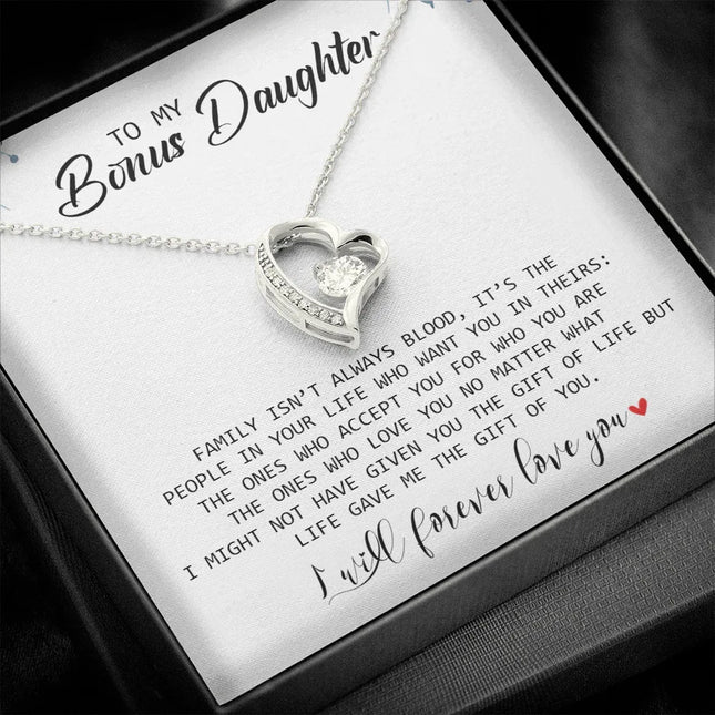 To My Bonus Daughter - I Will Forever Love You - Forever Love Necklace SO155T - Charming Present