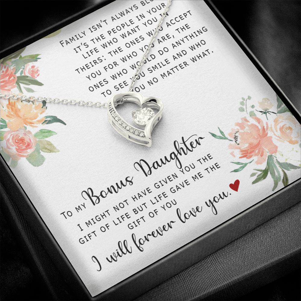 To My Bonus Daughter - I Will Forever Love You - Forever Love Necklace SO165V