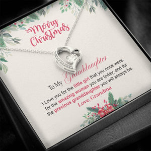 Granddaughter Grandma - Merry Christmas - Forever Love Necklace