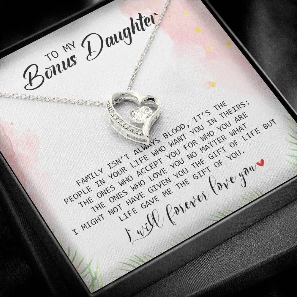 To My Bonus Daughter - I Will Forever Love You - Forever Love Necklace SO183T