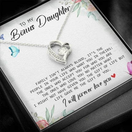 To My Bonus Daughter - I Will Forever Love You - Forever Love Necklace SO166V - Charming Present