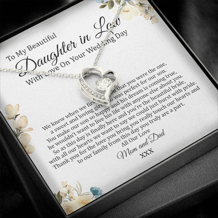 Daughter In Law - Mom And Dad - On Your Wedding Day - Forever Love Necklace - Charming Present