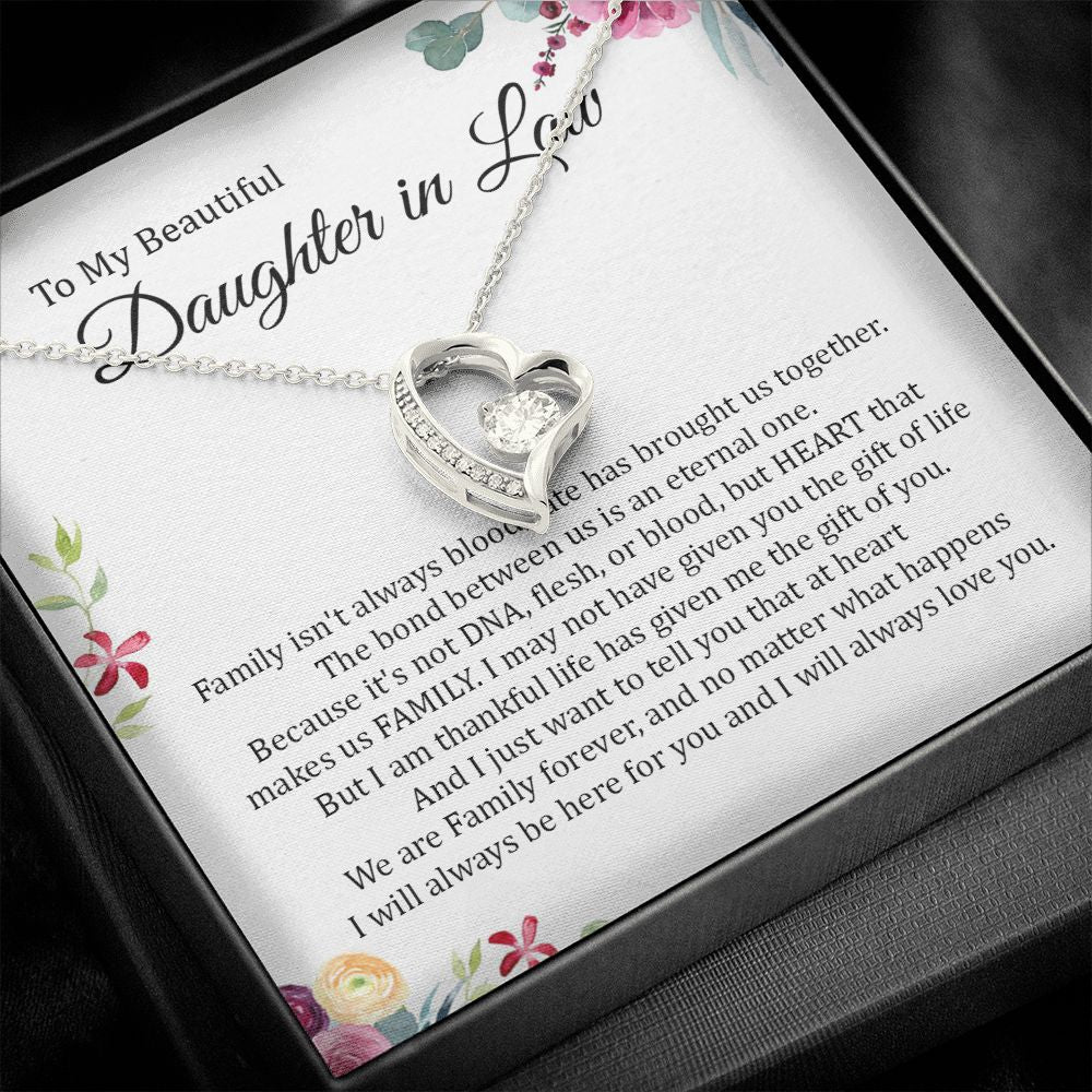 Daughter In Law - Heart That Makes Us Family - Forever Love Necklace