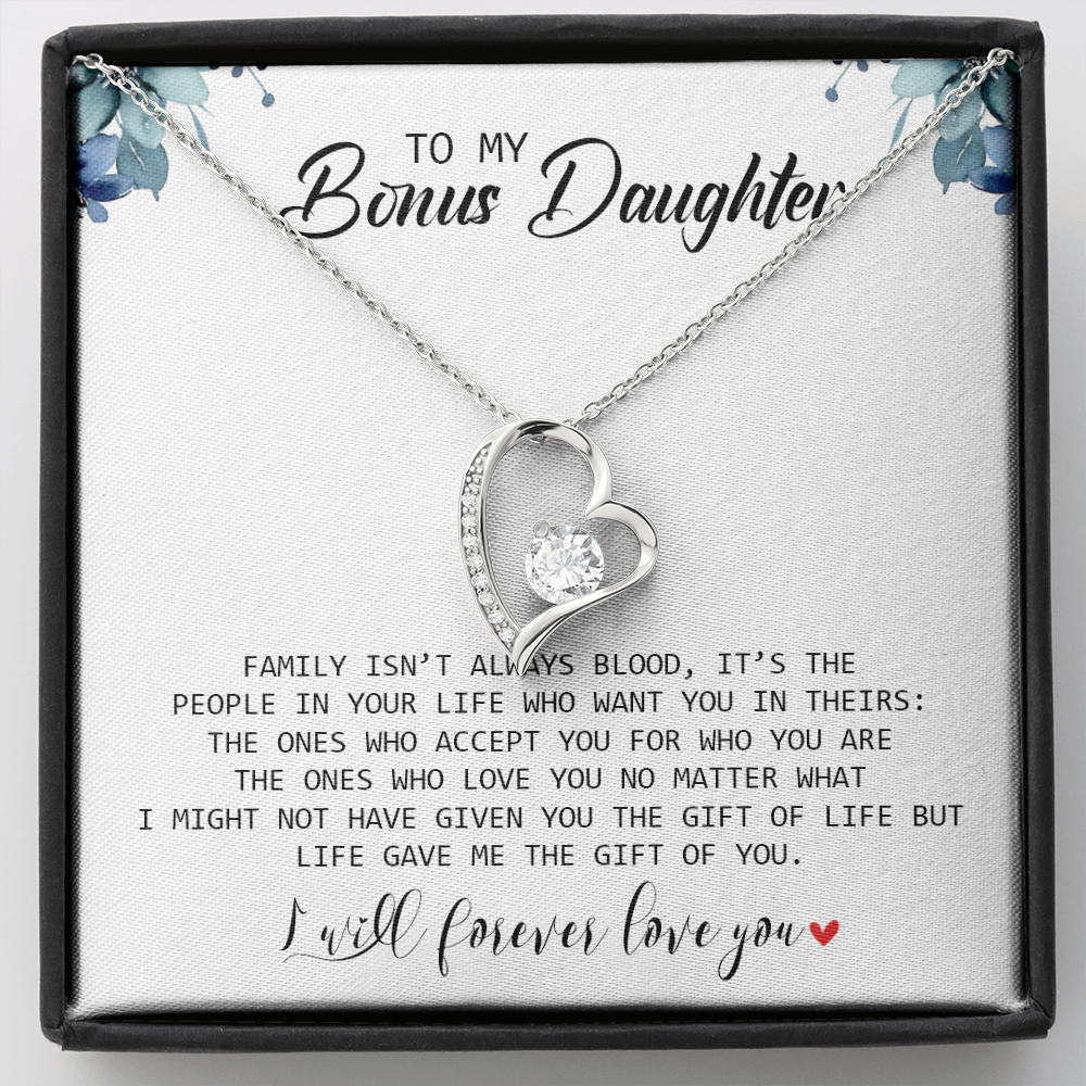To My Bonus Daughter - I Will Forever Love You - Forever Love Necklace SO155T
