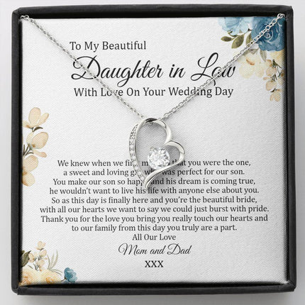 Daughter In Law - Mom And Dad - On Your Wedding Day - Forever Love Necklace - Charming Present