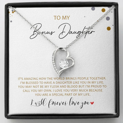 To My Bonus Daughter - Call You My Own - Forever Love Necklace SO163V - Charming Present