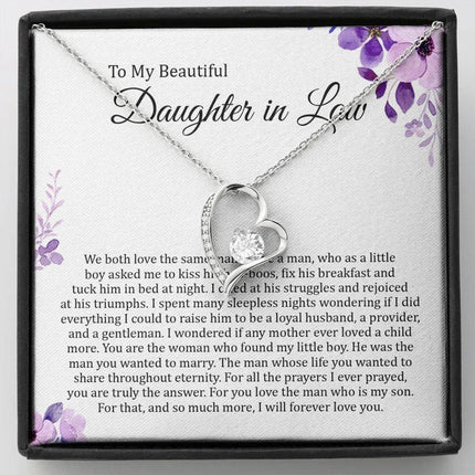 To My Beautiful Daughter In Law - I Will Forever Love You - Forever Love Necklace SO180T - Charming Present