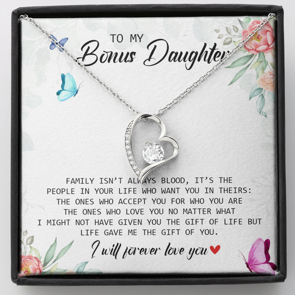 To My Bonus Daughter - I Will Forever Love You - Forever Love Necklace SO166V