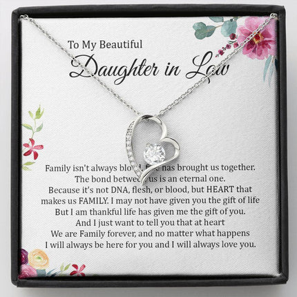Daughter In Law - Heart That Makes Us Family - Forever Love Necklace - Charming Present