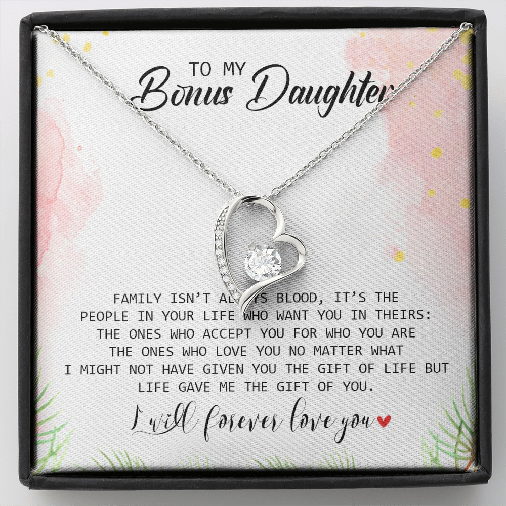 To My Bonus Daughter - I Will Forever Love You - Forever Love Necklace SO183T