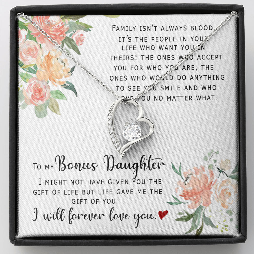 To My Bonus Daughter - I Will Forever Love You - Forever Love Necklace SO165V