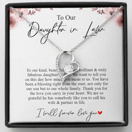 To Our Daughter In Law - Thank You For The Love - Forever Love Necklace SO169T - Charming Present