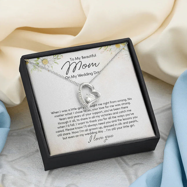 To My Beautiful Mom On My Wedding Day - Forever Love Necklace SO154T - Charming Present