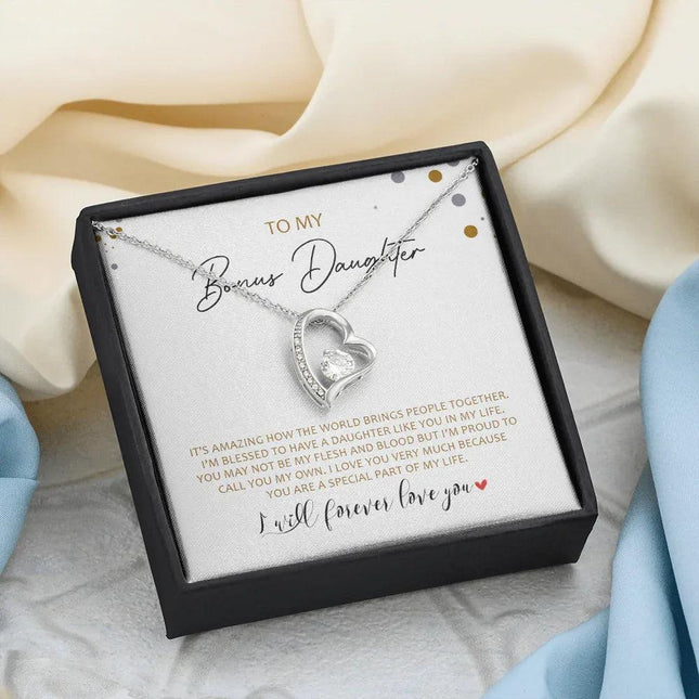 To My Bonus Daughter - Call You My Own - Forever Love Necklace SO163V - Charming Present