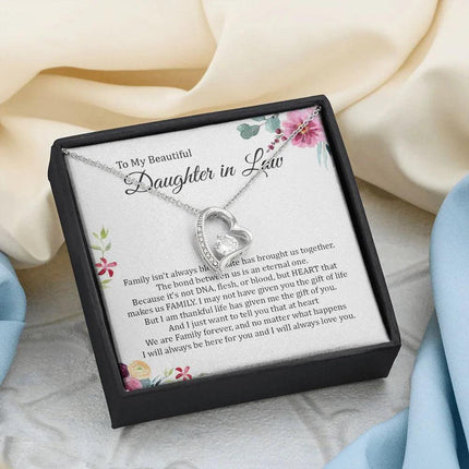 Daughter In Law - Heart That Makes Us Family - Forever Love Necklace - Charming Present