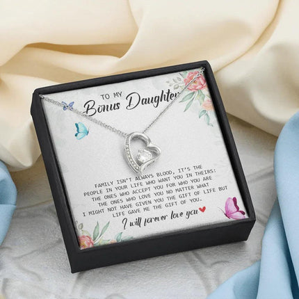 To My Bonus Daughter - I Will Forever Love You - Forever Love Necklace SO166V - Charming Present