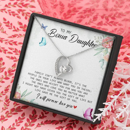 To My Bonus Daughter - I Will Forever Love You - Forever Love Necklace SO166V - Charming Present