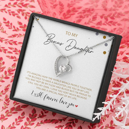 To My Bonus Daughter - Call You My Own - Forever Love Necklace SO163V - Charming Present