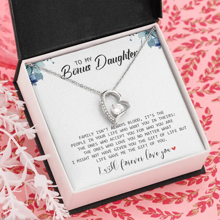 To My Bonus Daughter - I Will Forever Love You - Forever Love Necklace SO155T - Charming Present