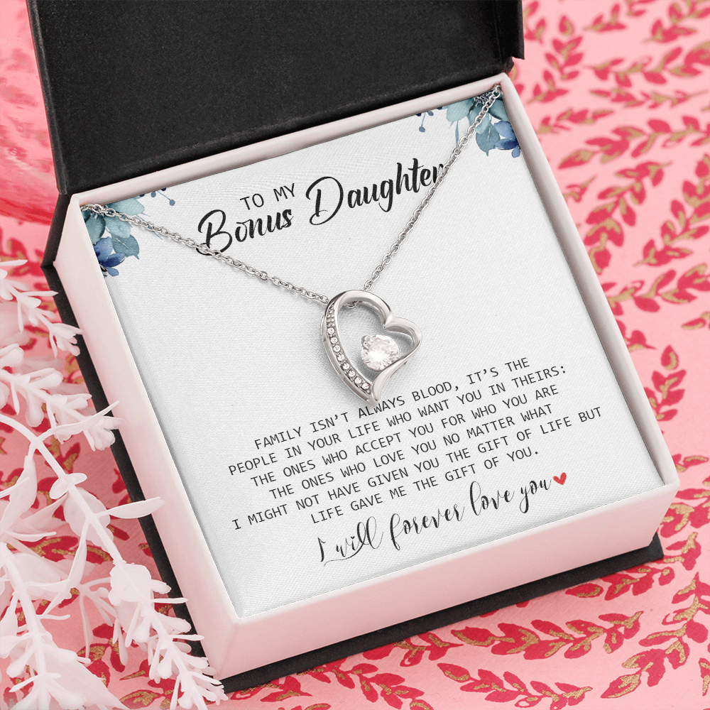 To My Bonus Daughter - I Will Forever Love You - Forever Love Necklace SO155T