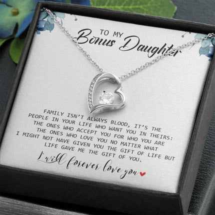 To My Bonus Daughter - I Will Forever Love You - Forever Love Necklace SO155T - Charming Present