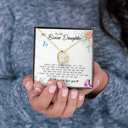 To My Bonus Daughter - I Will Forever Love You - Forever Love Necklace SO166V - Charming Present
