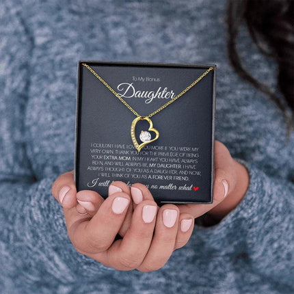 To My Bonus Daughter - Love You Forever - Forever Love Necklace SO171T - Charming Present