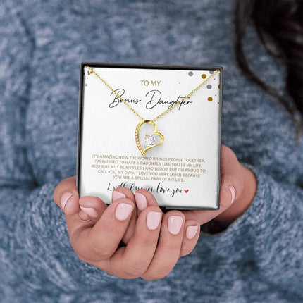 To My Bonus Daughter - Call You My Own - Forever Love Necklace SO163V - Charming Present