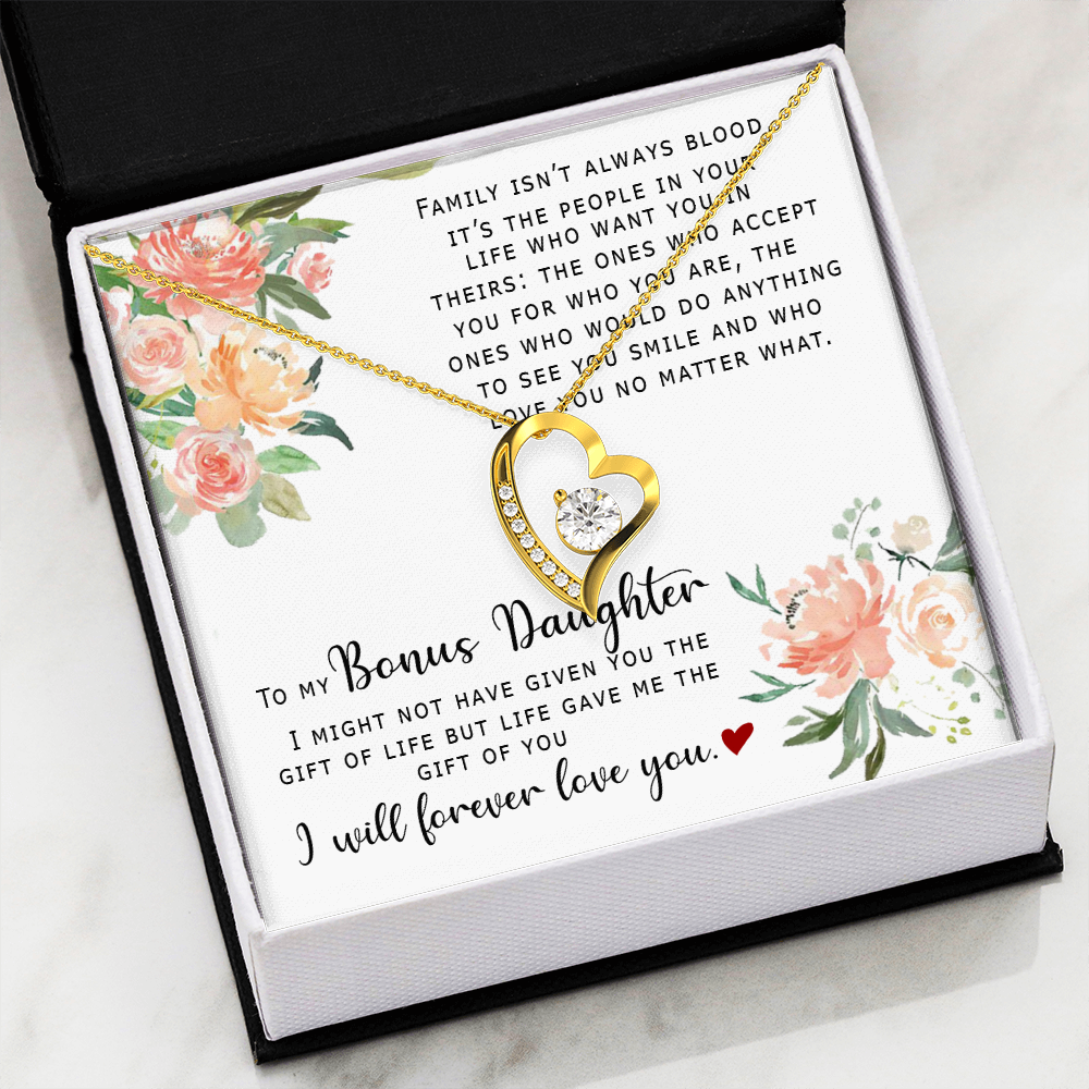 To My Bonus Daughter - I Will Forever Love You - Forever Love Necklace SO165V