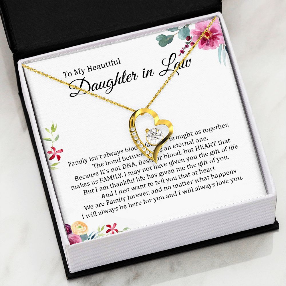 Daughter In Law - Heart That Makes Us Family - Forever Love Necklace