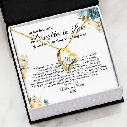 Daughter In Law - Mom And Dad - On Your Wedding Day - Forever Love Necklace - Charming Present