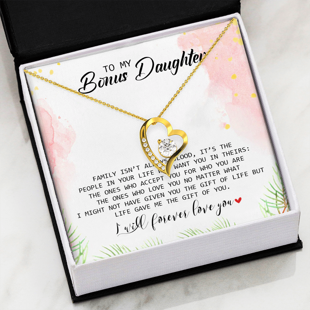 To My Bonus Daughter - I Will Forever Love You - Forever Love Necklace SO183T
