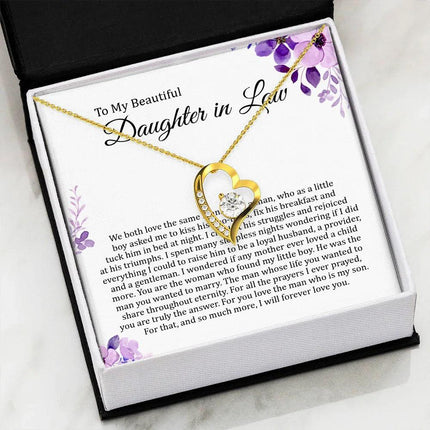 To My Beautiful Daughter In Law - I Will Forever Love You - Forever Love Necklace SO180T - Charming Present